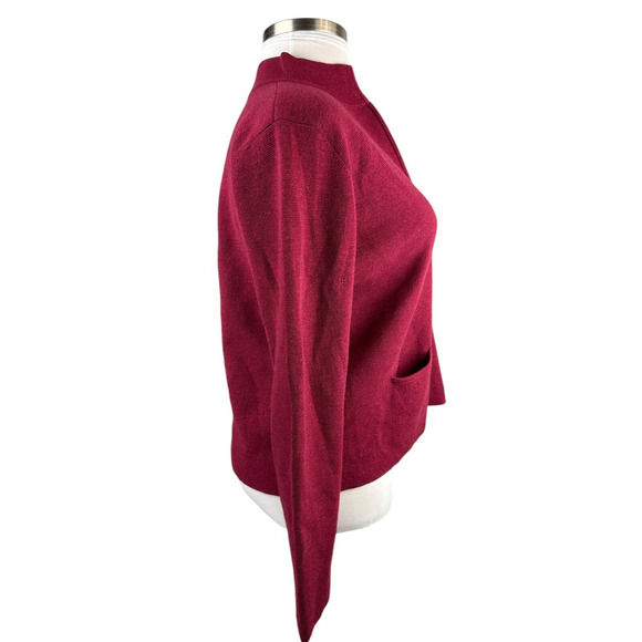 Eileen Fisher 100% Wool Full Zip Cardigan Sweater Jacket Red Burgundy Medium - Picture 8 of 13